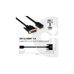 Club 3D CAC-1211 HDMI til DVI kabel 2m Sort